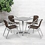 Flash Furniture Lila Indoor-Outdoor 27.5'' Square Table Set with 4 Rattan Chairs, Dark Brown (TLH28SQ020CHR4)~#|#~sp137295058_sc7