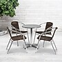 Flash Furniture Lila Indoor-Outdoor 23.5'' Round Table Set with 4 Rattan Chairs, Dark Brown (TLH24RD020CHR4)~#|#~sp137295061_sc7