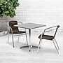 Flash Furniture Lila Indoor-Outdoor 27.5'' Square Table Set with 2 Rattan Chairs, Dark Brown (TLH28SQ020CHR2)~#|#~sp137295869_sc7