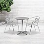 Flash Furniture Lila Indoor-Outdoor 23.5'' Round Table Set with 2 Slat Back Chairs, Aluminum (TLH24RD017BCHR2)~#|#~sp137296401_sc7