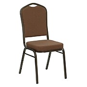 Flash Furniture Hercules Crown-Back Stacking Banquet Chair, Coffee Fabric, 2.5'' Seat, Gold Vein