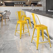 Flash Furniture Contemporary Metal Restaurant Counter Height Stool, Yellow (CH3132024GBYL)