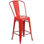 Flash Furniture Contemporary Metal Restaurant Counter Height Stool, Red (CH3132024GBRED)