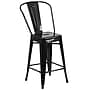 Flash Furniture Kai Contemporary Metal Slat Back Counter Stool, Black (CH3132024GBBK)~#|#~sp137300416_sc7