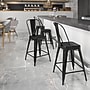 Flash Furniture Kai Contemporary Metal Slat Back Counter Stool, Black (CH3132024GBBK)~#|#~sp137300421_sc7