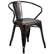 Flash Furniture Contemporary Metal Dining Chair, Black/Antique Gold (CH31270BQ)