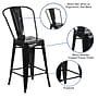 Flash Furniture Kai Contemporary Metal Slat Back Counter Stool, Black (CH3132024GBBK)~#|#~sp137300528_sc7