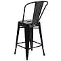 Flash Furniture Kai Contemporary Metal Slat Back Counter Stool, Black (CH3132024GBBK)~#|#~sp137300532_sc7