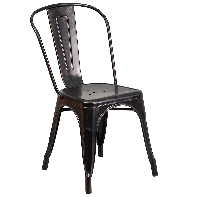 Flash Furniture Perry Contemporary Metal Dining Chair, Black-Antique Gold (CH31230BQ) image 1