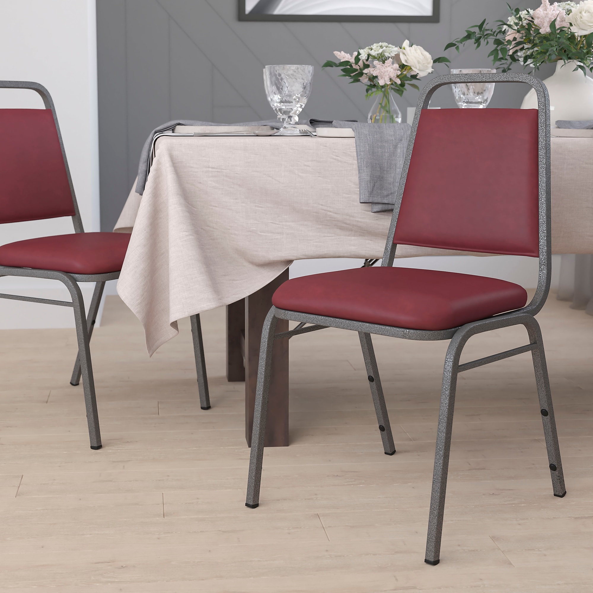 Flash Furniture HERCULES Traditional Metal Stacking Banquet Chair, Silver Vein Frame (FDBHF2BYVYL) Sansujyuku sansujyuku.com