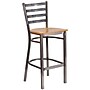 Flash Furniture HERCULES Series Traditional Metal Ladder Back Restaurant Barstool, Clear Coat/Natural Wood (XUDG697CBARNTW)~#|#~sp137301252_sc7