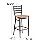 Flash Furniture HERCULES Series Traditional Metal Ladder Back Restaurant Barstool, Clear Coat/Natural Wood (XUDG697CBARNTW)~#|#~sp137301257_sc7