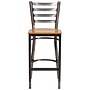Flash Furniture HERCULES Series Traditional Metal Ladder Back Restaurant Barstool, Clear Coat/Natural Wood (XUDG697CBARNTW)~#|#~sp137301262_sc7