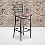 Flash Furniture HERCULES Series Traditional Metal Ladder Back Restaurant Barstool, Clear Coat/Mahogany Wood (XUDG697CBARMAW)~#|#~sp137301264_sc7