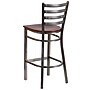 Flash Furniture HERCULES Series Traditional Metal Ladder Back Restaurant Barstool, Clear Coat/Mahogany Wood (XUDG697CBARMAW)~#|#~sp137301266_sc7