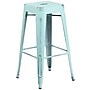Flash Furniture Kai Industrial Metal Barstool without Back, Distressed Green-Blue (ETBT350330DB)~#|#~sp137301396_sc7