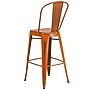 Flash Furniture Cindy Contemporary Metal Barstool with Vertical Back, Distressed Orange (ET353430OR)~#|#~sp137301710_sc7