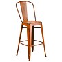 Flash Furniture Cindy Contemporary Metal Barstool with Vertical Back, Distressed Orange (ET353430OR)~#|#~sp137301735_sc7