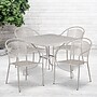 Flash Furniture Oia Indoor-Outdoor 35.5" Square Steel Patio Table Set with 4 Round Back Chairs, Light Gray (CO35SQ03CHR4SV)~#|#~sp137301823_sc7