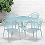 Flash Furniture Oia Indoor-Outdoor 35.5" Square Steel Patio Table Set with 4 Round Back Chairs, Sky Blue (CO35SQ03CHR4SB)~#|#~sp137301925_sc7