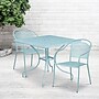 Flash Furniture Oia Indoor-Outdoor 35.5" Square Steel Patio Table Set with 2 Round Back Chairs, Sky Blue (CO35SQ03CHR2SB)~#|#~sp137301946_sc7