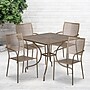 Flash Furniture Oia Indoor-Outdoor 35.5" Square Steel Patio Table Set with 4 Square Back Chairs, Gold (CO35SQ02CHR4GD)~#|#~sp137301985_sc7