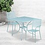 Flash Furniture Oia Indoor-Outdoor 35.5" Square Steel Patio Table Set with 2 Square Back Chairs, Sky Blue (CO35SQ02CHR2SB)~#|#~sp137301996_sc7