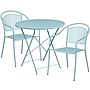 Flash Furniture Oia Indoor-Outdoor 30" Round Steel Folding Patio Table Set with 2 Round Back Chairs, Sky Blue (CO30RDF03CHR2SB)~#|#~sp137393244_sc7