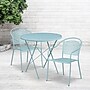 Flash Furniture Oia Indoor-Outdoor 30" Round Steel Folding Patio Table Set with 2 Round Back Chairs, Sky Blue (CO30RDF03CHR2SB)~#|#~sp137393245_sc7