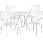 Flash Furniture Oia Indoor-Outdoor 30" Round Steel Folding Patio Table Set with 4 Square Back Chairs, White (CO30RDF02CHR4WH)~#|#~sp137393263_sc7