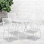 Flash Furniture Oia Indoor-Outdoor 30" Round Steel Folding Patio Table Set with 4 Square Back Chairs, White (CO30RDF02CHR4WH)~#|#~sp137393264_sc7