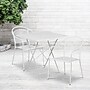 Flash Furniture Oia Indoor-Outdoor 28" Square Steel Folding Patio Table Set with 2 Round Back Chairs, White (CO28SQF03CHR2WH)~#|#~sp137393279_sc7