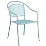 Flash Furniture Oia Indoor-Outdoor 28" Square Steel Folding Patio Table Set with 2 Round Back Chairs, Sky Blue (CO28SQF03CHR2SB)~#|#~sp137393284_sc7