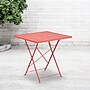 Flash Furniture Oia Commercial Grade Square Indoor-Outdoor Steel Folding Patio Table, 28" Coral (CO1RED)~#|#~sp137393325_sc7