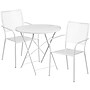 Flash Furniture Oia Indoor-Outdoor 30" Round Steel Folding Patio Table Set with 2 Square Back Chairs, White (CO30RDF02CHR2WH)~#|#~sp137393359_sc7