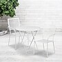 Flash Furniture Oia Indoor-Outdoor 30" Round Steel Folding Patio Table Set with 2 Square Back Chairs, White (CO30RDF02CHR2WH)~#|#~sp137393360_sc7