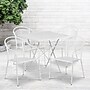 Flash Furniture Oia Indoor-Outdoor 28" Square Steel Folding Patio Table Set with 4 Round Back Chairs, White (CO28SQF03CHR4WH)~#|#~sp137393388_sc7