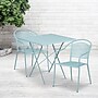 Flash Furniture Oia Indoor-Outdoor 28" Square Steel Folding Patio Table Set with 2 Round Back Chairs, Sky Blue (CO28SQF03CHR2SB)~#|#~sp137393421_sc7
