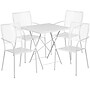 Flash Furniture Oia Indoor-Outdoor 28" Square Steel Folding Patio Table Set with 4 Square Back Chairs, White (CO28SQF02CHR4WH)~#|#~sp137393444_sc7