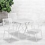 Flash Furniture Oia Indoor-Outdoor 28" Square Steel Folding Patio Table Set with 4 Square Back Chairs, White (CO28SQF02CHR4WH)~#|#~sp137393446_sc7