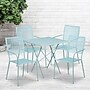 Flash Furniture Oia 28" Square Steel Folding Patio Table Set with 4 Square Back Chairs, Sky Blue (CO28SQF02CHR4SB)~#|#~sp137393456_sc7