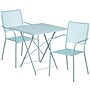 Flash Furniture Oia 28" Square Steel Folding Patio Table Set with 2 Square Back Chairs, Sky Blue (CO28SQF02CHR2SB)~#|#~sp137393483_sc7