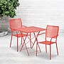 Flash Furniture Oia Indoor-Outdoor 28" Square Steel Folding Patio Table Set with 2 Square Back Chairs, Coral (CO28SQF02CHR2RD)~#|#~sp137393496_sc7