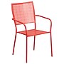 Flash Furniture Oia Indoor-Outdoor 28" Square Steel Folding Patio Table Set with 2 Square Back Chairs, Coral (CO28SQF02CHR2RD)~#|#~sp137393500_sc7