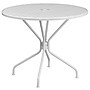 Flash Furniture Oia Commercial Grade Round Indoor-Outdoor Steel Patio Table with Umbrella Hole, White (CO7WH)~#|#~sp137393516_sc7