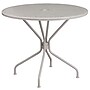 Flash Furniture Oia Commercial Grade Round Indoor-Outdoor Steel Patio Table with Umbrella Hole, Light Gray (CO7SIL)~#|#~sp137393524_sc7