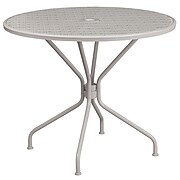35.25'' Round Light Gray Indoor-Outdoor Steel Patio Table [CO-7-SIL-GG]