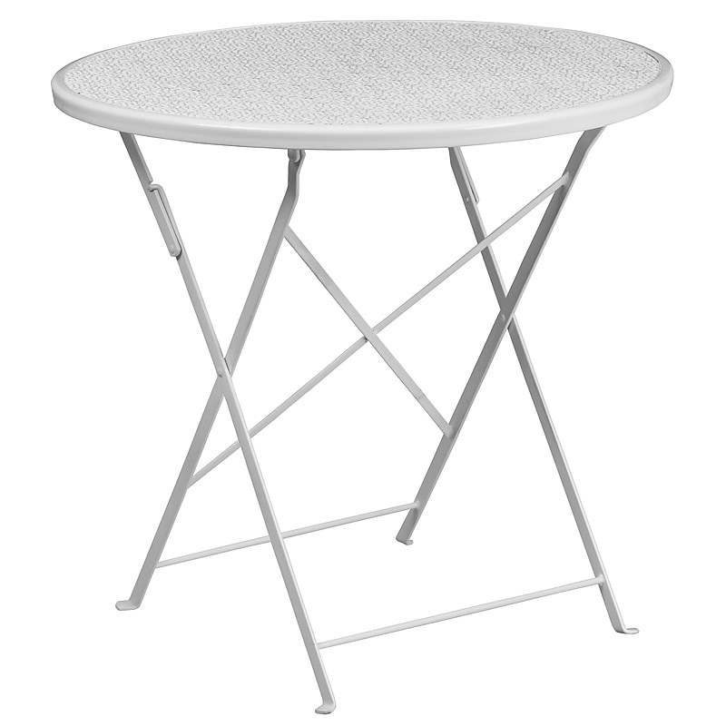 Flash Furniture Oia Commercial Grade Round Indoor-Outdoor Steel Folding Patio Table, 30" White (CO4WH) image 1