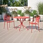 Flash Furniture Oia Commercial Grade Round Indoor-Outdoor Steel Patio Table with Umbrella Hole, Coral (CO7RED)~#|#~sp137393638_sc7