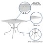 Flash Furniture Oia Commercial Grade Square Indoor-Outdoor Steel Patio Table with Umbrella Hole, White (CO6WH)~#|#~sp137393658_sc7